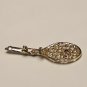Tennis Racket Simulated Emerald Green Stone Silver Tone Brooch Lapel Pin