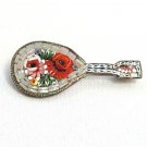 Vintage 1950's Floral Rose Micro Mosaic Mandolin Guitar Lute Lapel Pin Brooch
