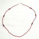 Red Transparent Plastic Bead Necklace Single Strand Rubber Clasps