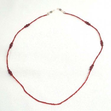 Red Transparent Plastic Bead Necklace Single Strand Rubber Clasps
