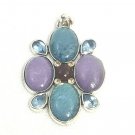 Large Multi Colored 13 Section Oval Teardrop Glass Rhinestone Jewels Pendant
