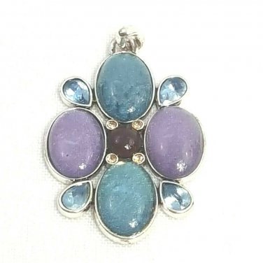 Large Multi Colored 13 Section Oval Teardrop Glass Rhinestone Jewels Pendant