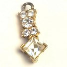 Six Stone CZ Double Dangling Pendant Charm Gold Tone Setting