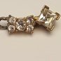 Six Stone CZ Double Dangling Pendant Charm Gold Tone Setting