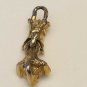 Six Stone CZ Double Dangling Pendant Charm Gold Tone Setting