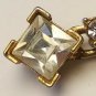Six Stone CZ Double Dangling Pendant Charm Gold Tone Setting