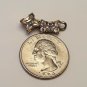 Six Stone CZ Double Dangling Pendant Charm Gold Tone Setting