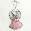 Angel Stained Glass Ornament Sun Catcher Silver Pink Books Apple Charm Teacher
