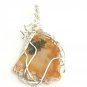 Hand Crafted Wire Wrapped Agate Slice Pendant for Necklace Brown Tan