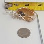Hand Crafted Wire Wrapped Agate Slice Pendant for Necklace Brown Tan