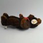 Aurora Bear Brown Black 16" Red Corduroy Bow & Paws Bean Bag Bottom Vintage Tags