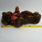 Aurora Bear Brown Black 16" Red Corduroy Bow & Paws Bean Bag Bottom Vintage Tags