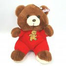 Vintage Dan Dee Plush Teddy Bear Red Corduroy Jumper 11"