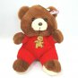 Vintage Dan Dee Plush Teddy Bear Red Corduroy Jumper 11"