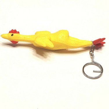 Rubber Chicken Key Chain Ring FOB Vintage Style Hot Rod Gag Joke
