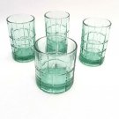 Set of 4 Anchor Hocking Light Green Tartan Tumbler Glasses