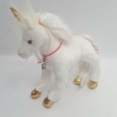 Douglas Unicorn Pony Plush White Hair Gold Tinsel Feet Horn Star Dust Necklace