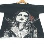 Kill It Clothing Red Rose Guns Tattooed Girl Graphic Logo T-Shirt Size L