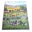VTG 1944 Copr C Moss Litho 7521 Dairyland Country Cows Horse Signed S R Wright