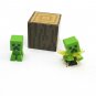 Minecraft Grass & End Stone Series Mini Figures Creepers Exploding + Wood Cube