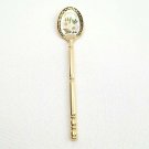 Switzerland Edelweiss Enamel Gold Colored Collectors Spoon White Floral Pattern
