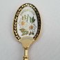 Switzerland Edelweiss Enamel Gold Colored Collectors Spoon White Floral Pattern