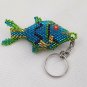 Blue Intricate Handmade Beaded Fish Keychain