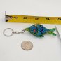 Blue Intricate Handmade Beaded Fish Keychain