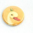 Button Pin Emily Martin Art Pin Swan Duck with Party Hat Badgebomb