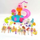 Polly Pocket Doll Lot 2010 Ice Cream Water Park with Many Accessories + Disney