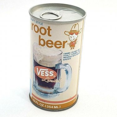 VTG 1970's Vess Limited Draft Style Root Beer 12oz Steel Can Pull Tab Top
