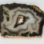 Polished Natural Geode Slice Black White Banded Agate Quartz Crystal Center Hole