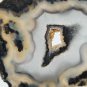Polished Natural Geode Slice Black White Banded Agate Quartz Crystal Center Hole