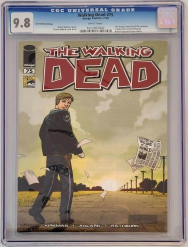 2010 Walking Dead #75 SDCC Adlard Variant CGC 9.8 Robert Kirkman Liam Death
