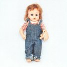 Vintage 1968 Horsman Tiny Doll 6" Gingham Shirt Overalls Tomboy Farm Girl w/ Tag