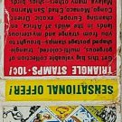 Vintage Matchbook Mail Away Offer Ad For Triangle Postage Stamps Jamestown NY