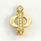Vintage Beta Sigma Phi Sorority Fraternity Brooch Pin Seed Pearls & White Stone