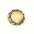 Vintage Mother of Pearl Brooch Lapel Pin Round Bottle Cap Shaped Design Rough