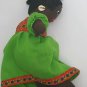 Vintage Hand Made Cloth Rag Doll Folk Art W/ Shell Earrings Black Yarn Hair OOAK