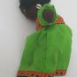 Vintage Hand Made Cloth Rag Doll Folk Art W/ Shell Earrings Black Yarn Hair OOAK