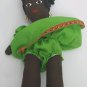 Vintage Hand Made Cloth Rag Doll Folk Art W/ Shell Earrings Black Yarn Hair OOAK