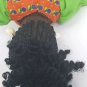 Vintage Hand Made Cloth Rag Doll Folk Art W/ Shell Earrings Black Yarn Hair OOAK