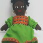 Vintage Hand Made Cloth Rag Doll Folk Art W/ Shell Earrings Black Yarn Hair OOAK
