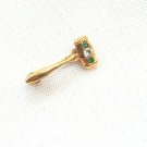 Vintage Beta Sigma Phi Sorority Fraternity Brooch Pin Gavel Green Clear Stones