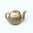 Vintage Brushed Silver Tone Teapot Lapel Hat Pin Tack Brooch