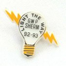 Vtg 1992 GWP SHERM Light The Way 92-93 Bulb Lightning Bolt Small Lapel Pin Rare