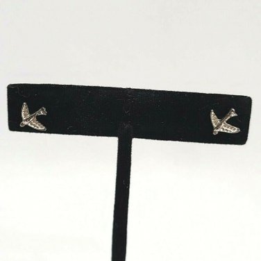Barn Swallow Gliding Bird Silver Tone Stud Earrings