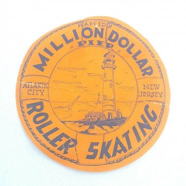 Vtg 1930-50's Roller Skating Label Hamids Million Dollar Pier Atlantic City NJ