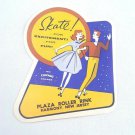 Vintage 1930-50's Roller Skating Label Plaza Rink Harmony New Jersey NJ Couple