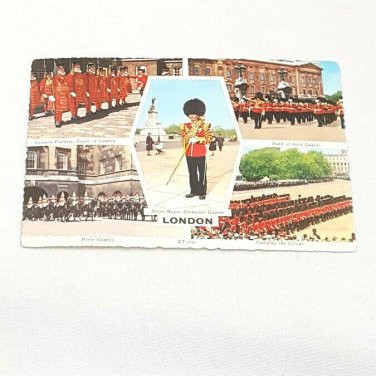 Vintage Multi View Postcard London Grenadier Horse Band of Irish Guards Tower